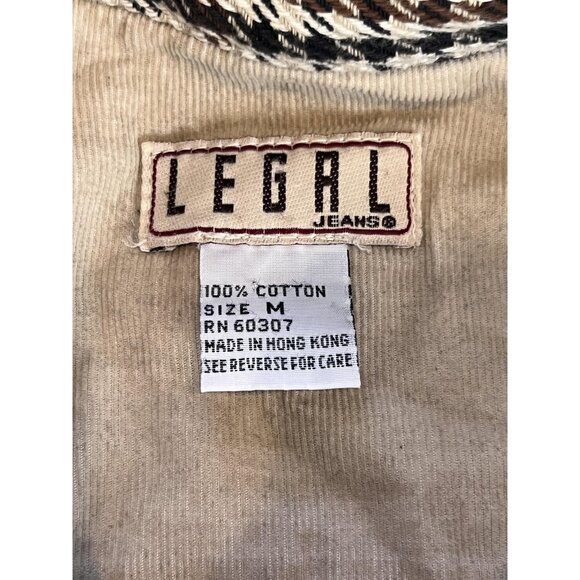 VTG Legal Jeans Mens Med Shirt Jacket Mid-Weight Houndstooth Plaid Button Up 90s - Picture 3 of 7